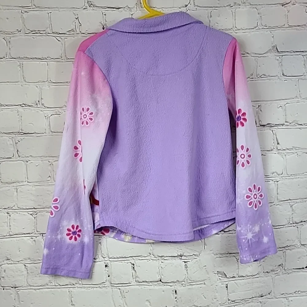 Nick Jr Shimmer And Shine Purple Pets Flannel Pajama Top Girls 6/6x Sleep Shirt